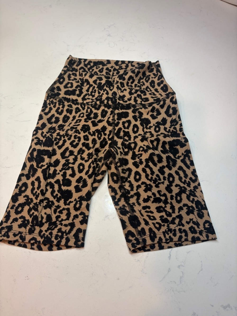 LNA Leopard Print Biker Shorts - Tan & Black